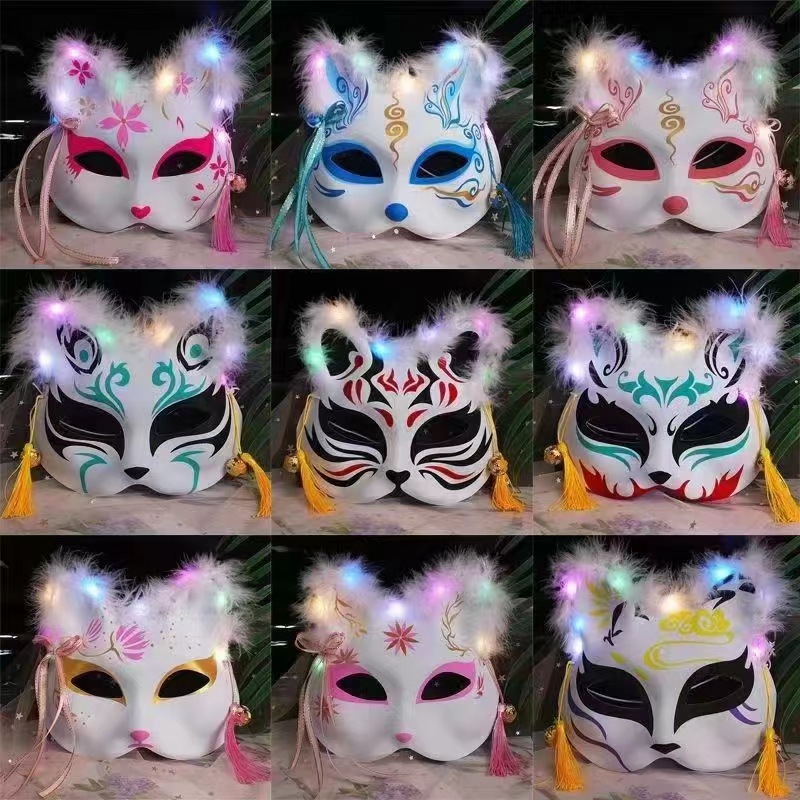 new luminous fox mask  face mask halloween beauty mask ancient style stall night market luminous toy