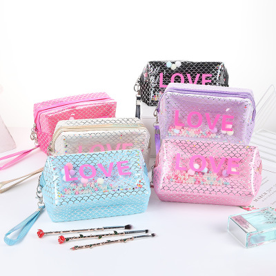 Japanese and Korean Magic Color Scale Pattern Cosmetic Bag Trending Creative Design Sense Wash Bag Portable Moisture-Proof Cosmetic Bag