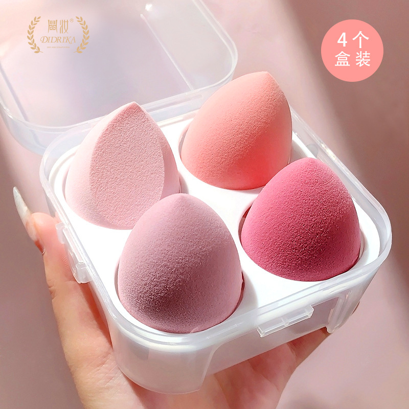 Factory Direct Sales Four Boxed Beauty Blender Gourd Water Drop Powder Beauty Blender Smear-Proof Makeup Wet and Dry Dual-Use One Piece Dropshipping