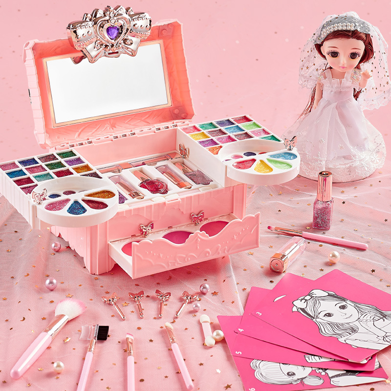cross-border children play house girl cosmetics lipstick blush princess makeup kit boxes nail polish toys wholesale